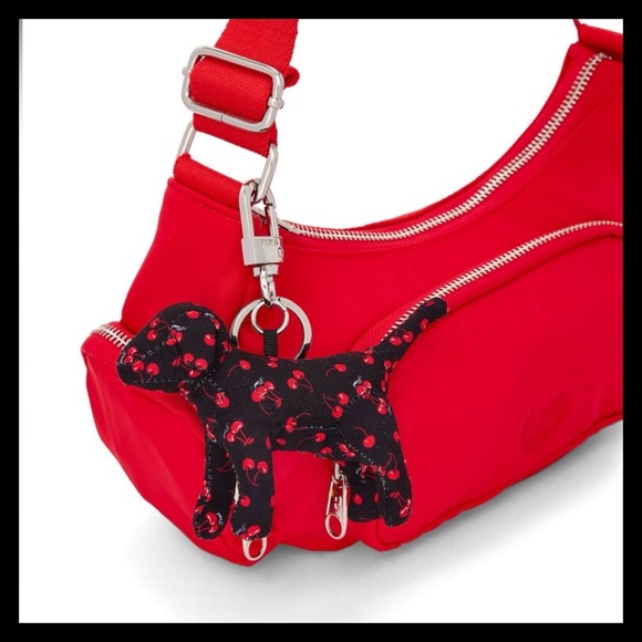 💕ⓅⒾⓃⓀ ⓋⓈ Micro Dog Black Mini Cherries Print Keychain Charm NWT💕 - Picture 2 of 4